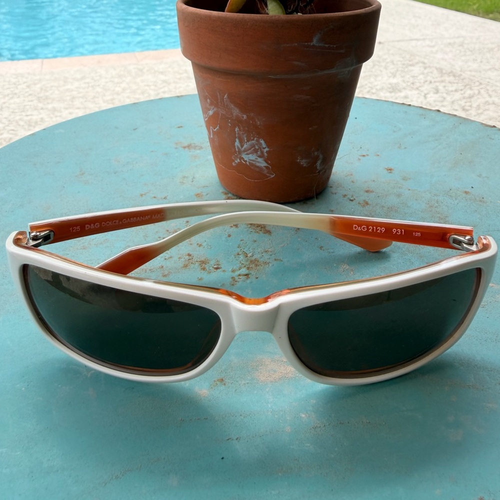 Dolce & Gabbana White and Orange Frame Sunglasses with Dark Lenses